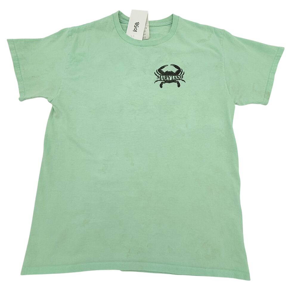 Hanes Maryland Blue Crab Mint Green Graphic T-Shirt M